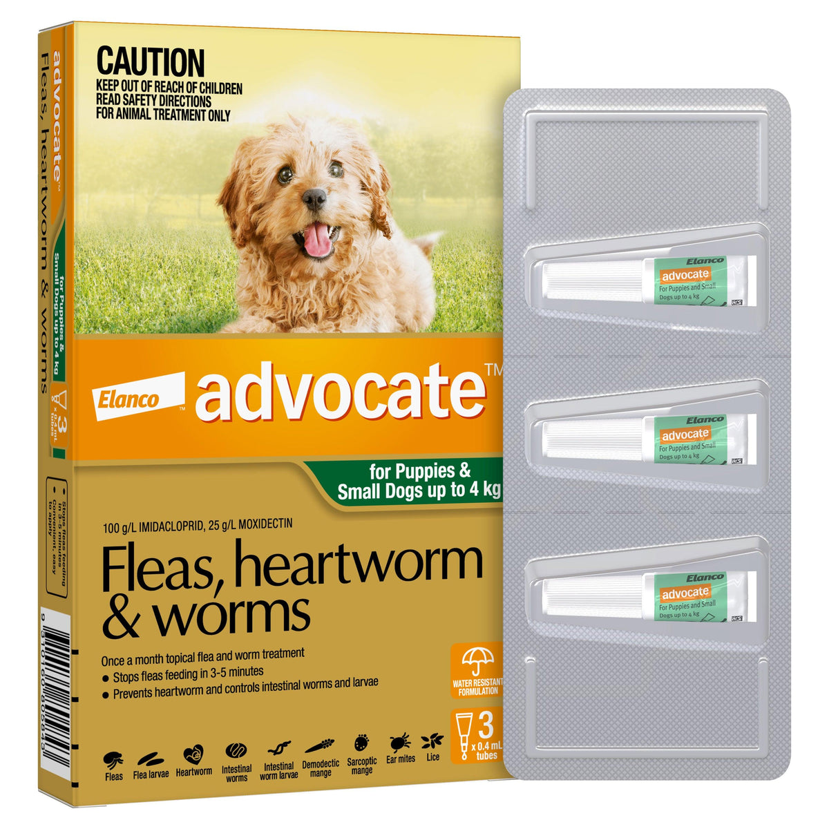 Advocate Green Spot-On Flea & Worming Treatment <4kg Dog