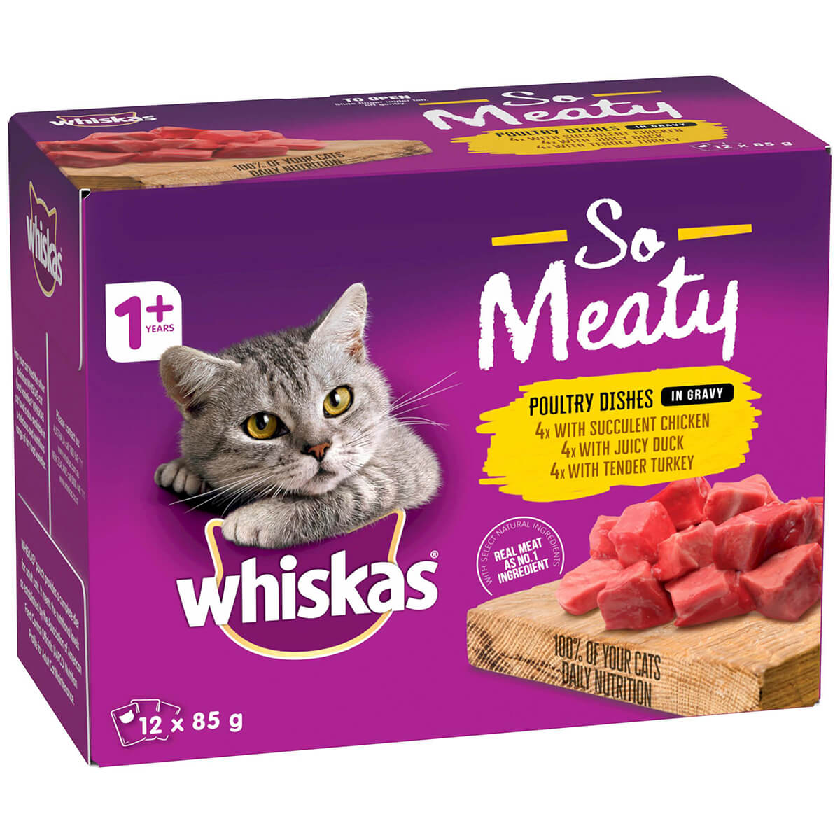 Whiskas Tasty Trios Meat Selection Wet Cat Food 12x85g