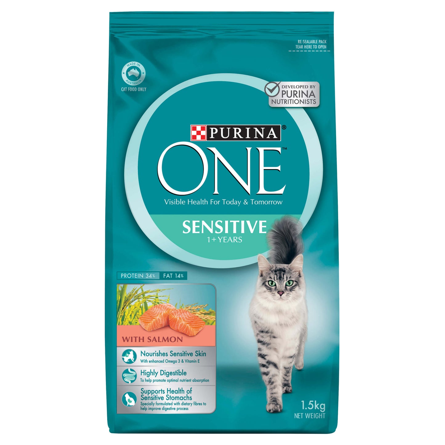 Purina One Sensitive Adult Dry Cat Food 1.5kg