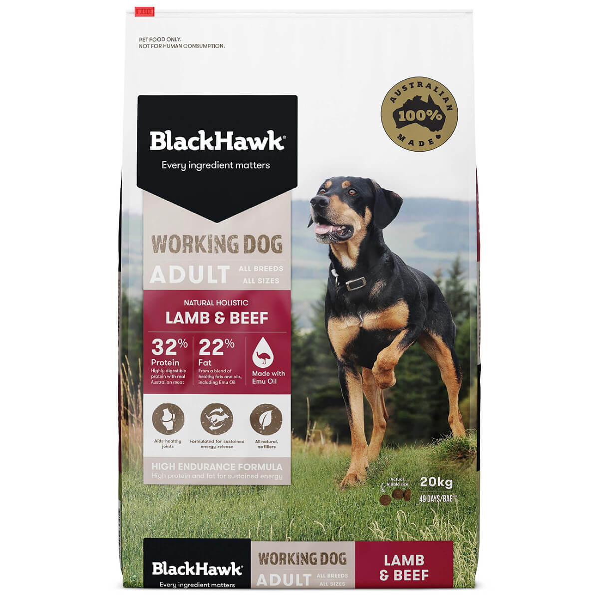 Black Hawk Working Dog Adult Lamb & Beef Dry Dog Food