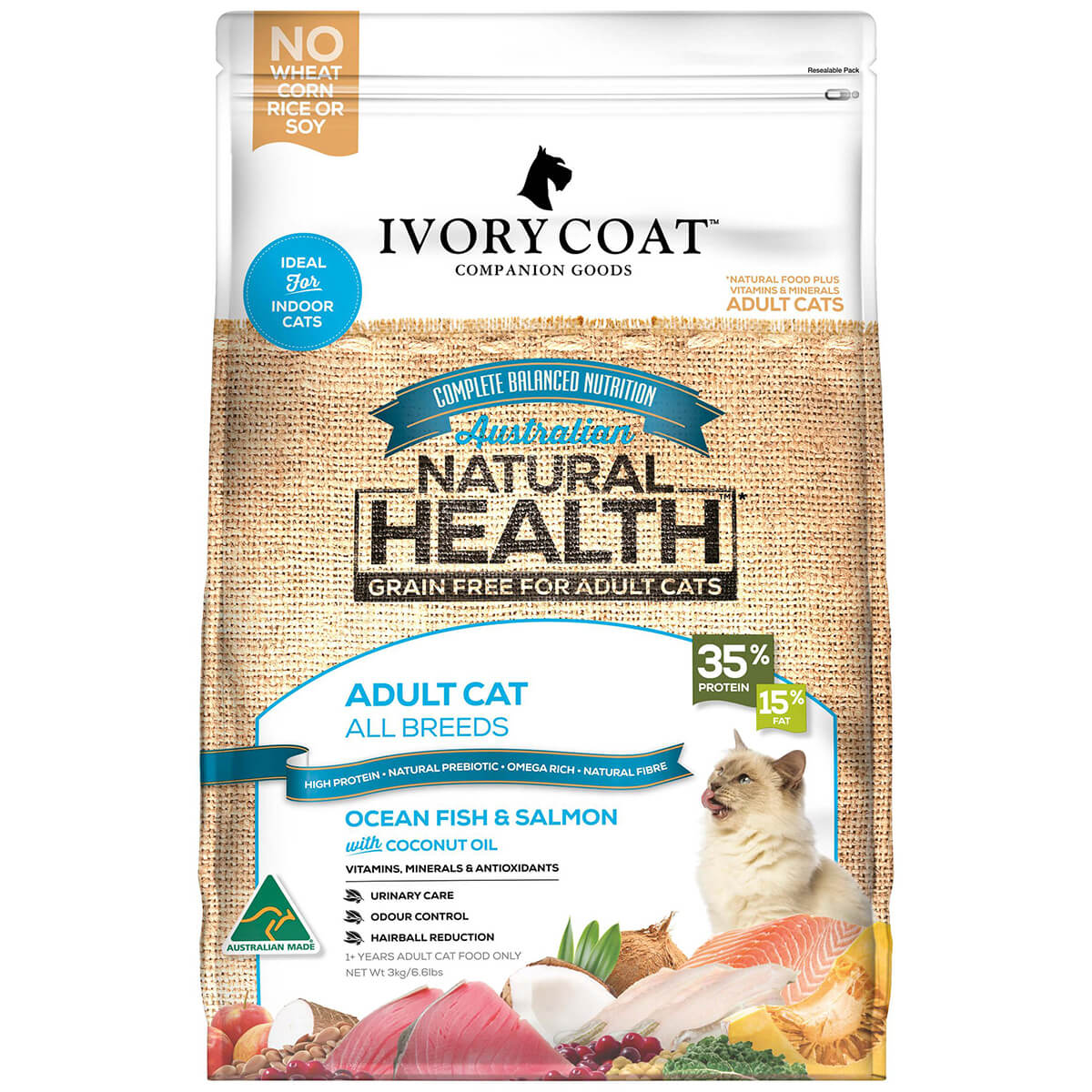 Ivory Coat Grain Free Adult Ocean Fish & Salmon Dry Cat Food