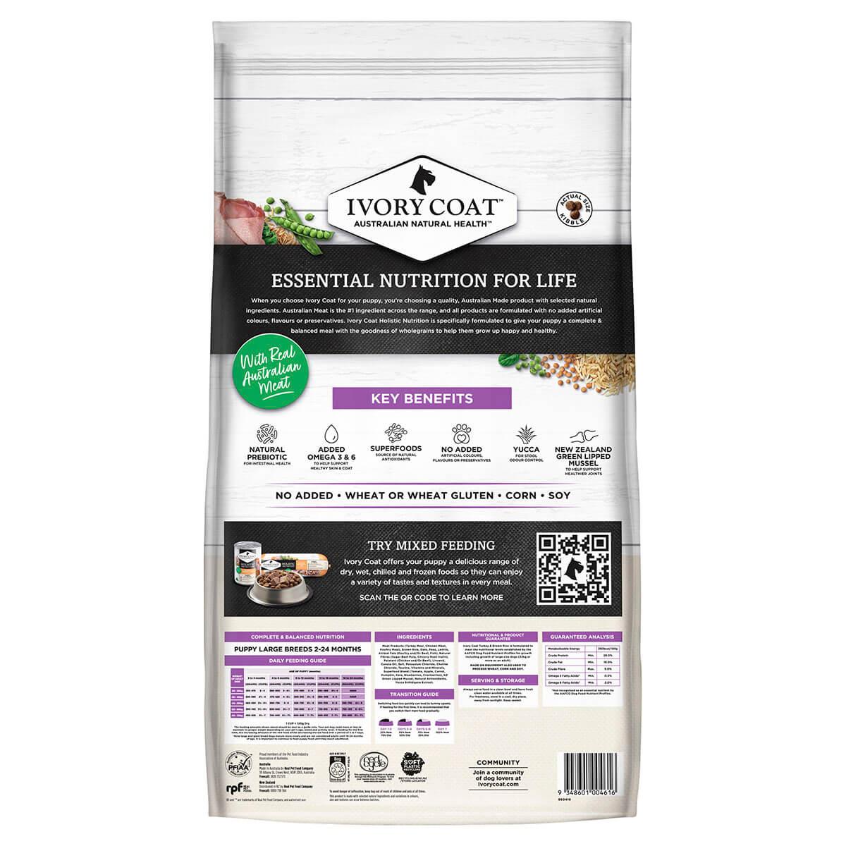 Ivory Coat Large Breed Puppy Turkey & Brown Rice Dry Dog Food