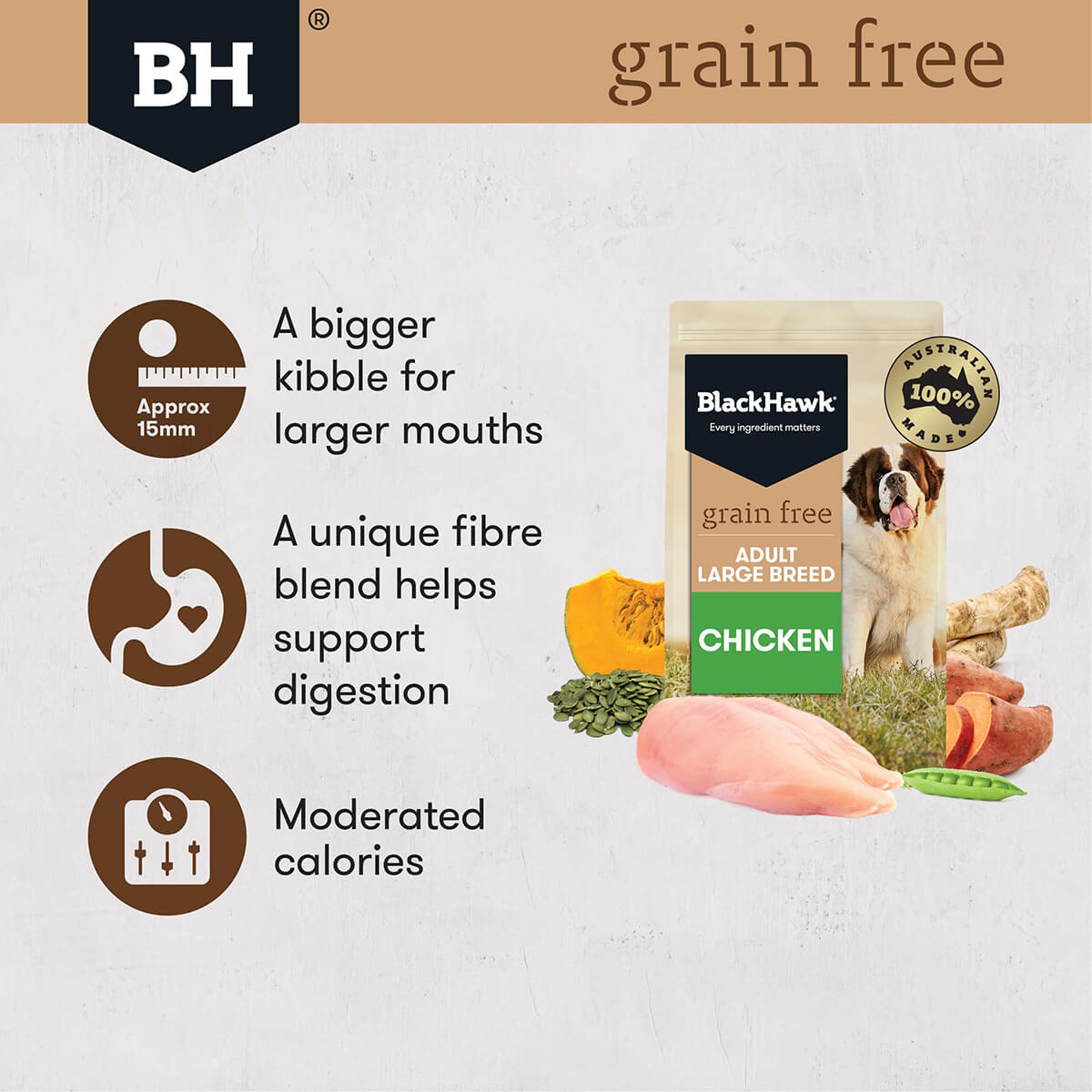 Black Hawk Grain Free Large Breed Adult Chicken Dry Dog Food