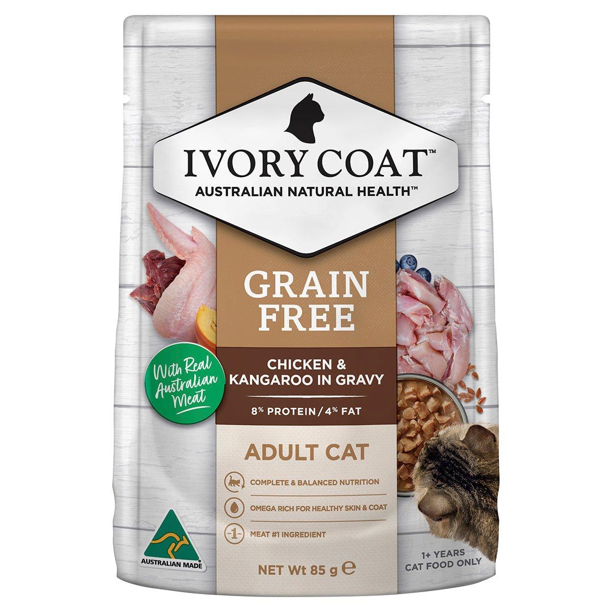 Ivory Coat Grain Free Adult Wet Cat Food Chicken & Kangaroo in Gravy
