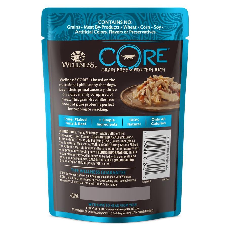 Wellness Core Simply Shreds Chicken, Beef & Carrots Wet Dog Food 79g