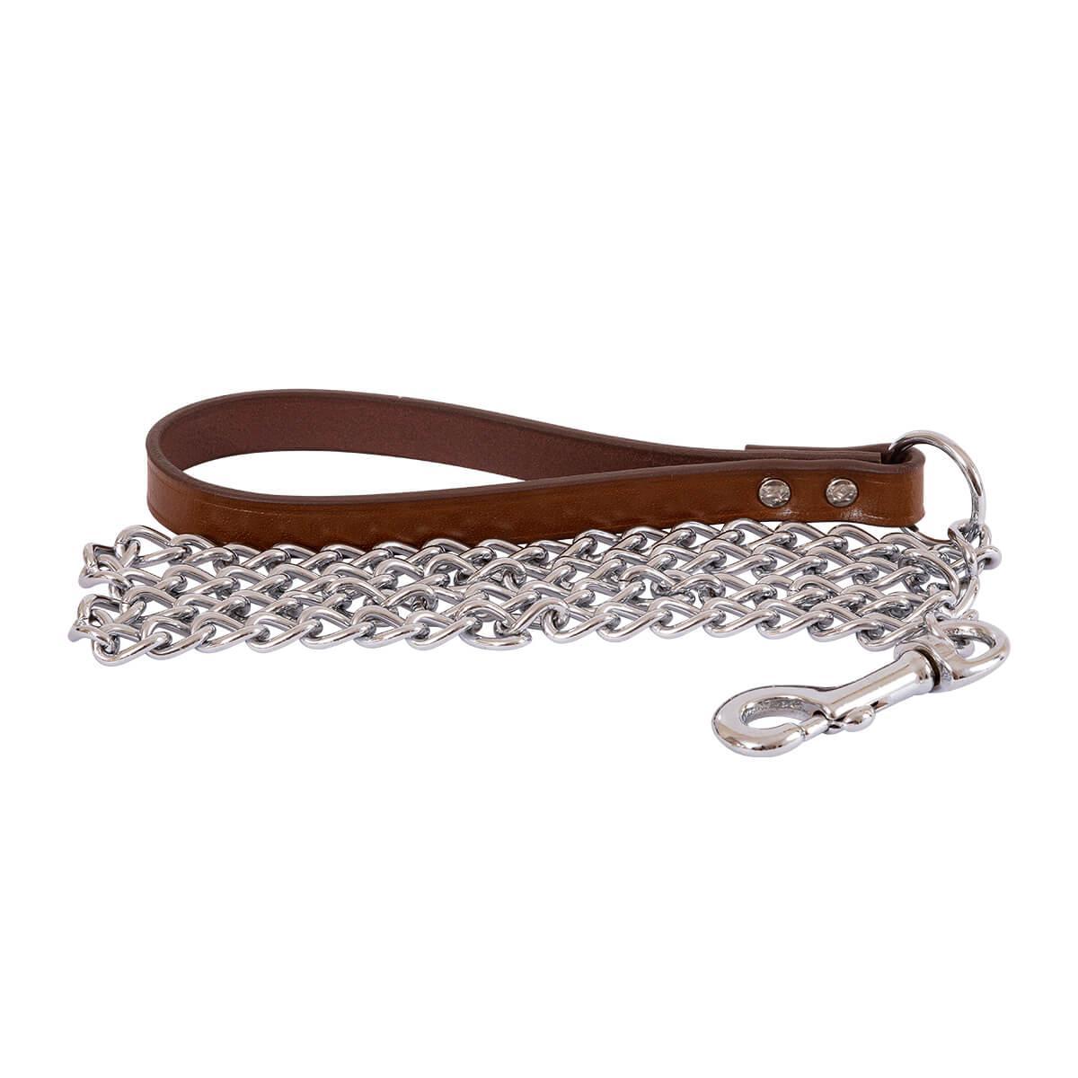 Beau Pets Chain Lead Leather Handle 3.00mmx120cm