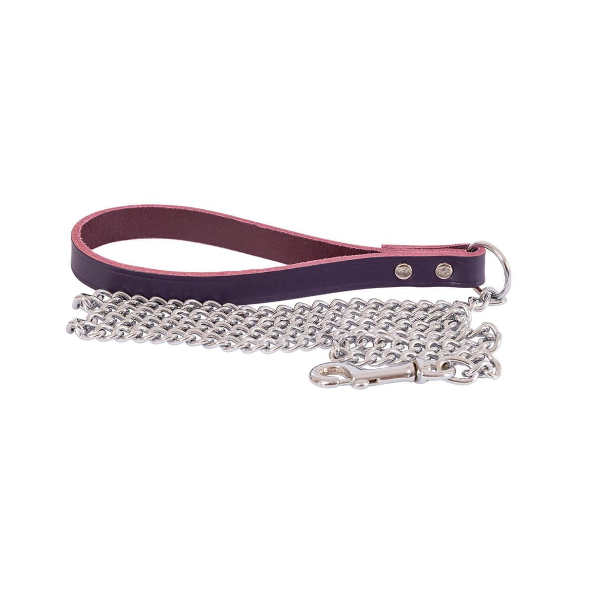 Beau Pets Chain Lead Leather Handle 3.00mmx120cm