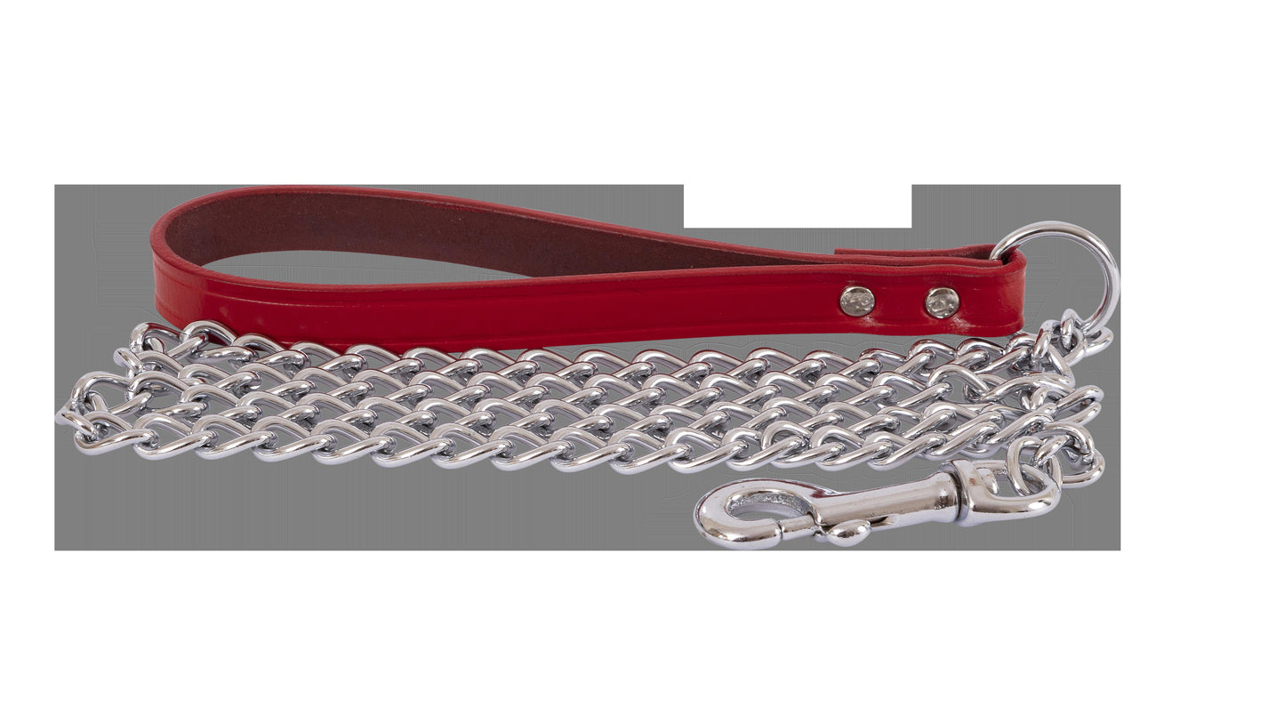 Beau Pets Chain Lead Leather Handle 3.00mmx120cm