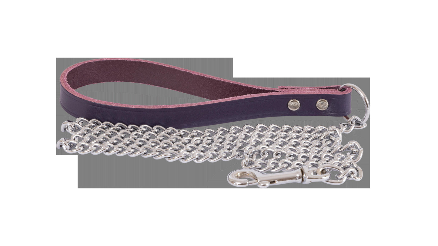 Beau Pets Chain Lead Leather Handle 2.5mmx120cm