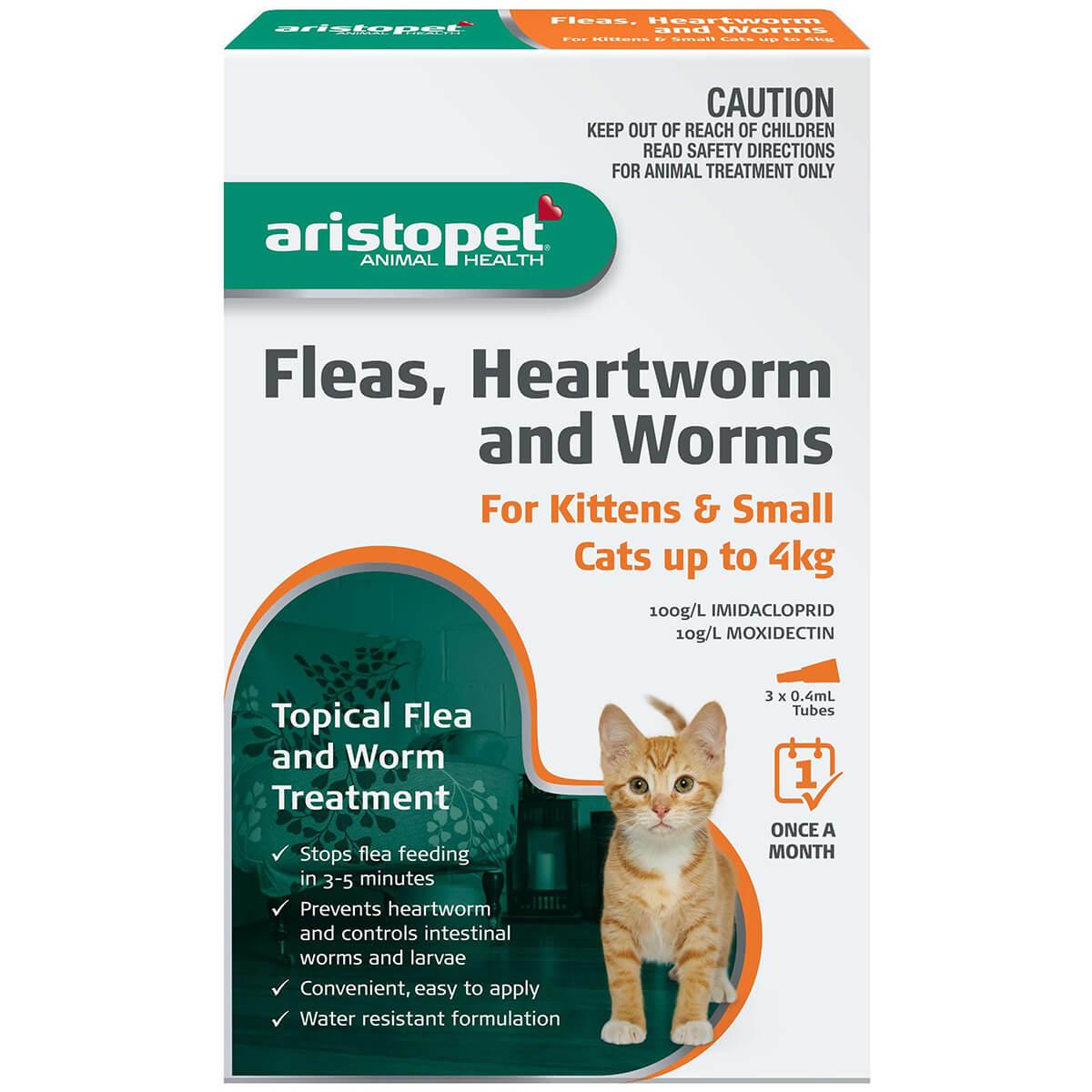 Aristopet Animal Health Fleas, Heartworm & Worms For Kittens & Small Cats <4Kg
