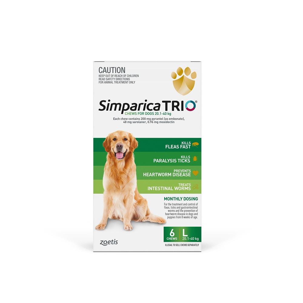 Simparica Trio Green Flea, Tick & Worm Chews 20.1-40kg