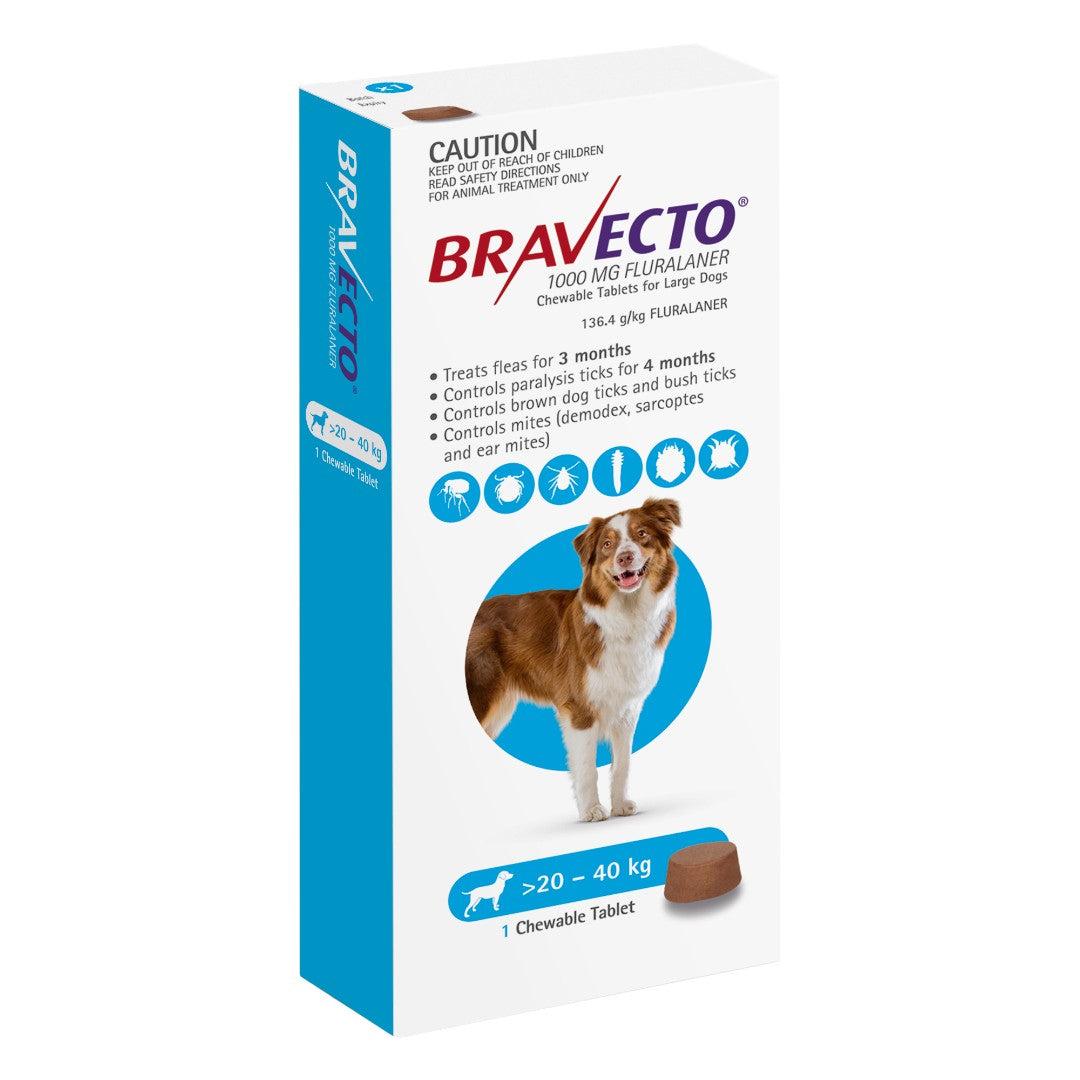 Bravecto Blue Flea & Tick Chew Treatment 20-40Kg Dog