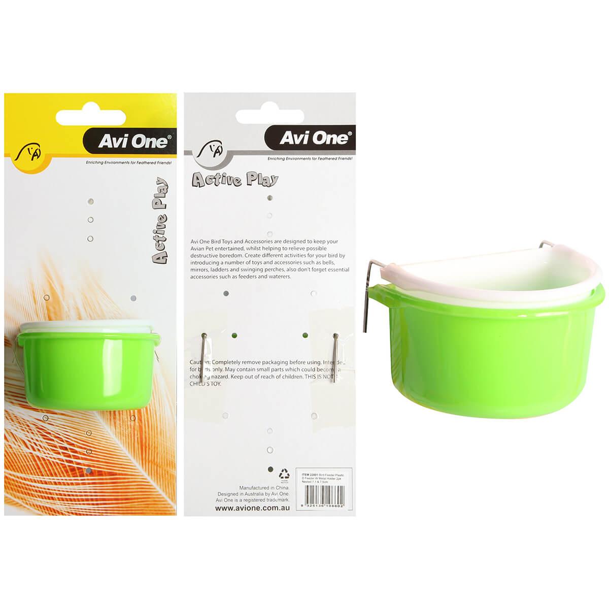 Avi One Bird Plastic D Feeder Metal Holder 2 Pack