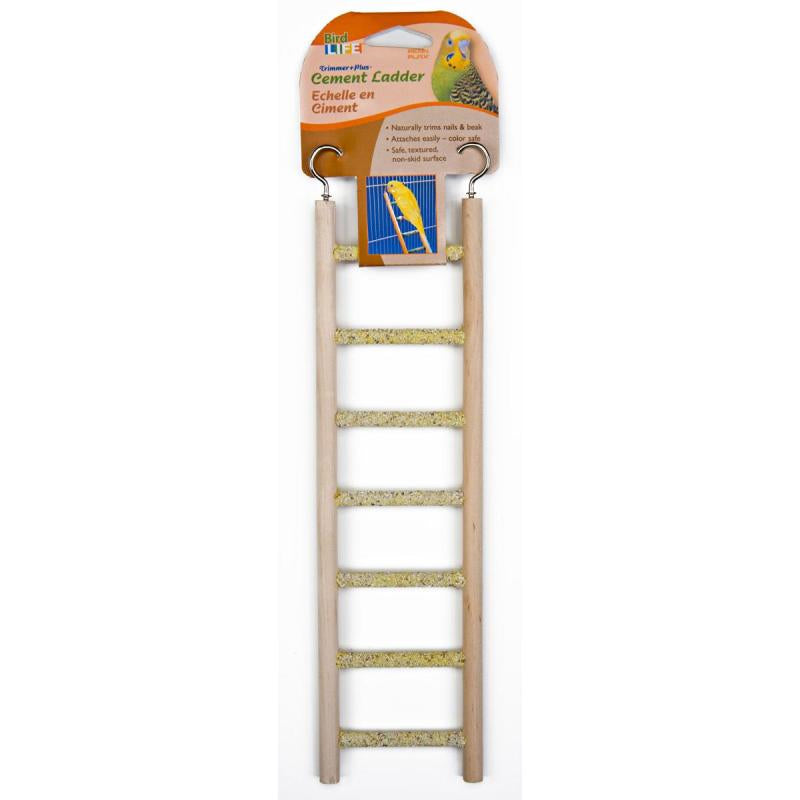 Cement Bird Ladder with Wooden Frame Woodgrain