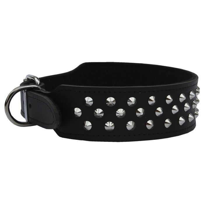 Dog Collar Staffy/Bull Terrier Leather with Studs 43mm