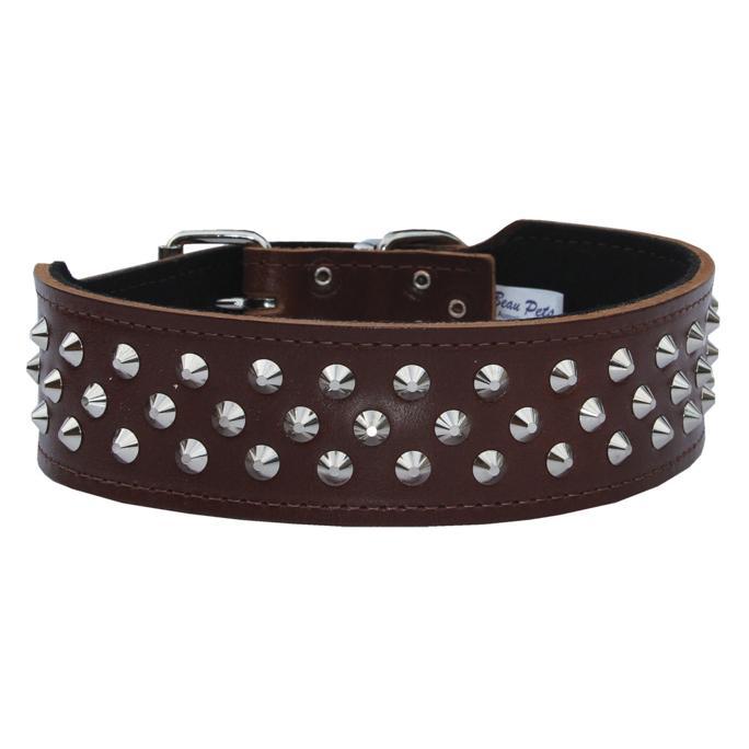 Dog Collar Staffy/Bull Terrier Leather with Studs 43mm