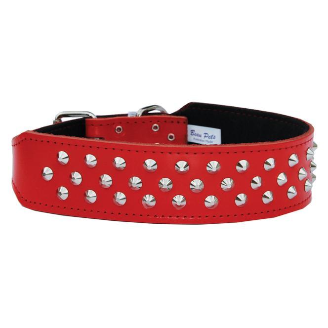 Dog Collar Staffy/Bull Terrier Leather with Studs 43mm