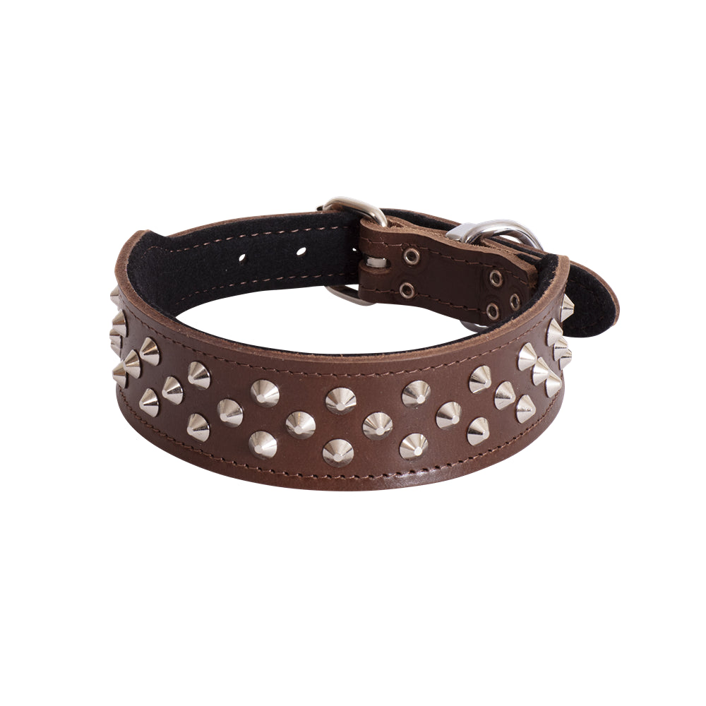 Dog Collar Staffy/Bull Terrier Leather with Studs 43mm