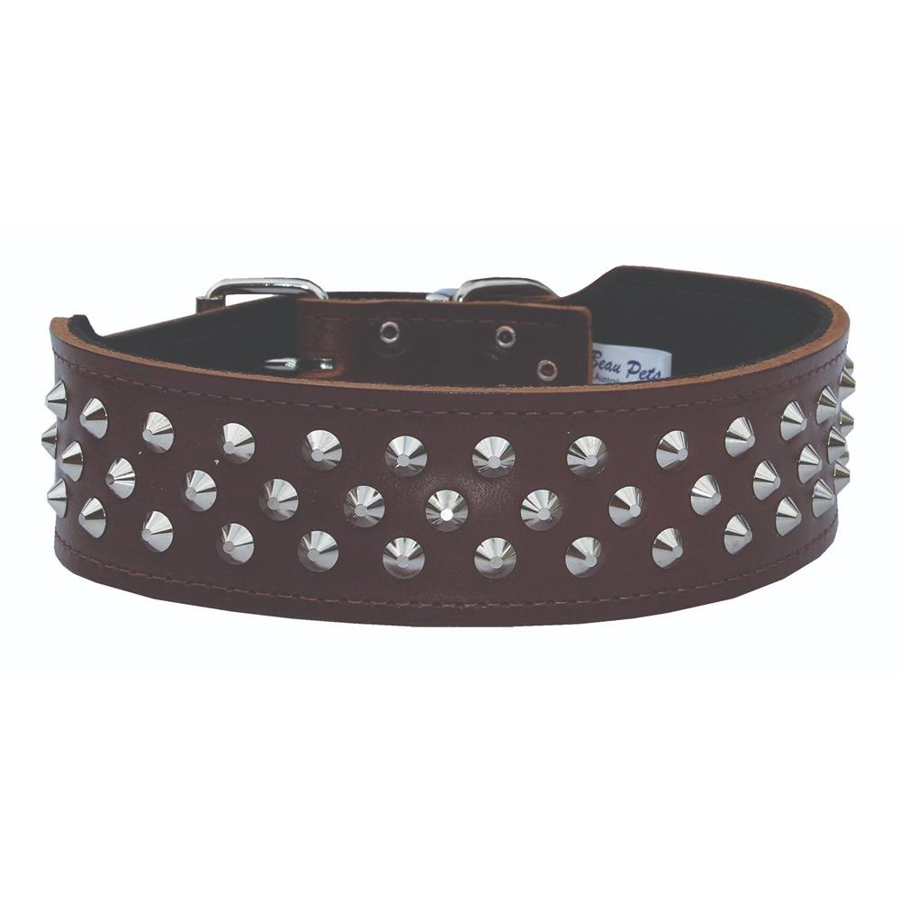 Dog Collar Staffy/Bull Terrier Leather with Studs 43mm