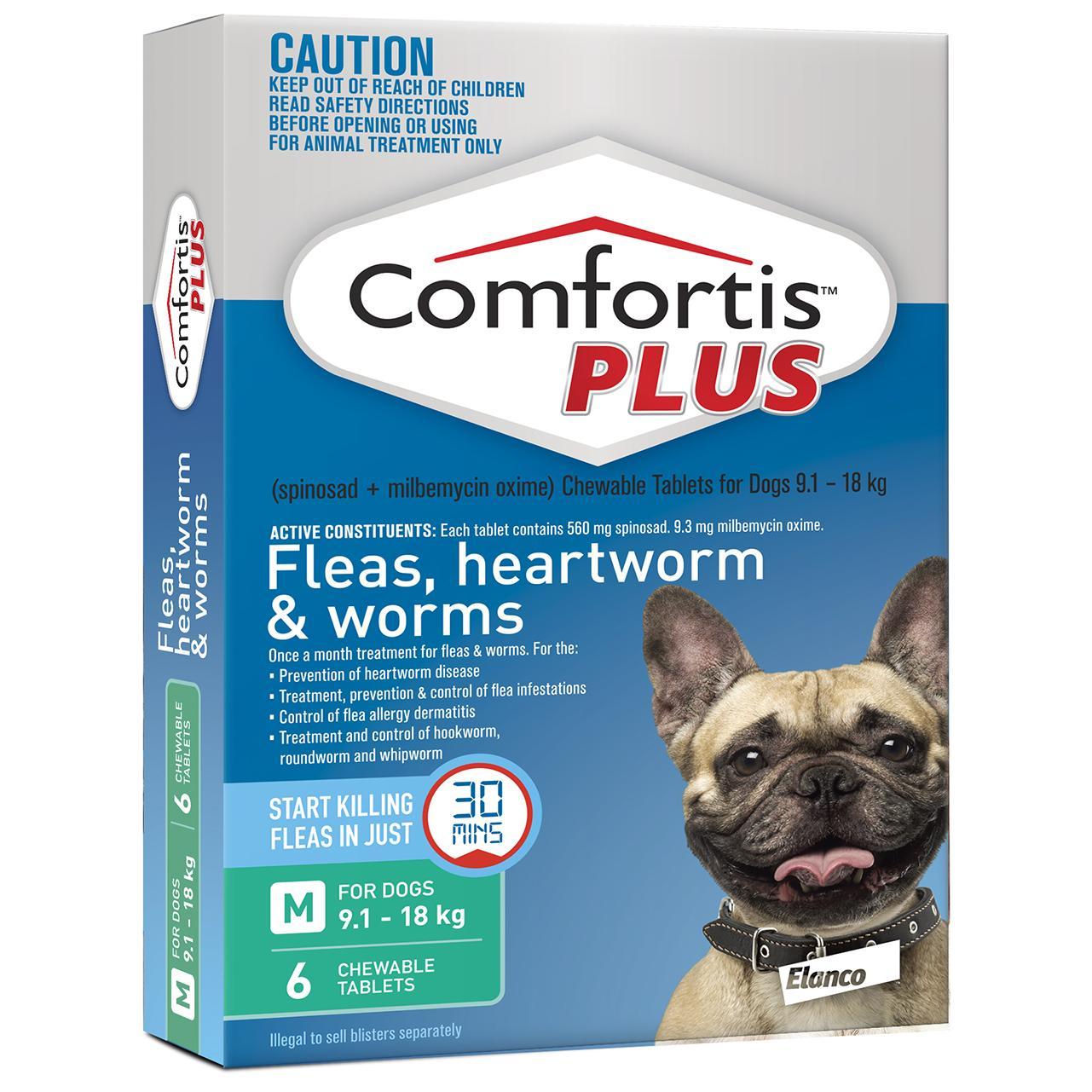 Comfortis Plus Green Flea & Worming Tablets 9.1-18kg Dog