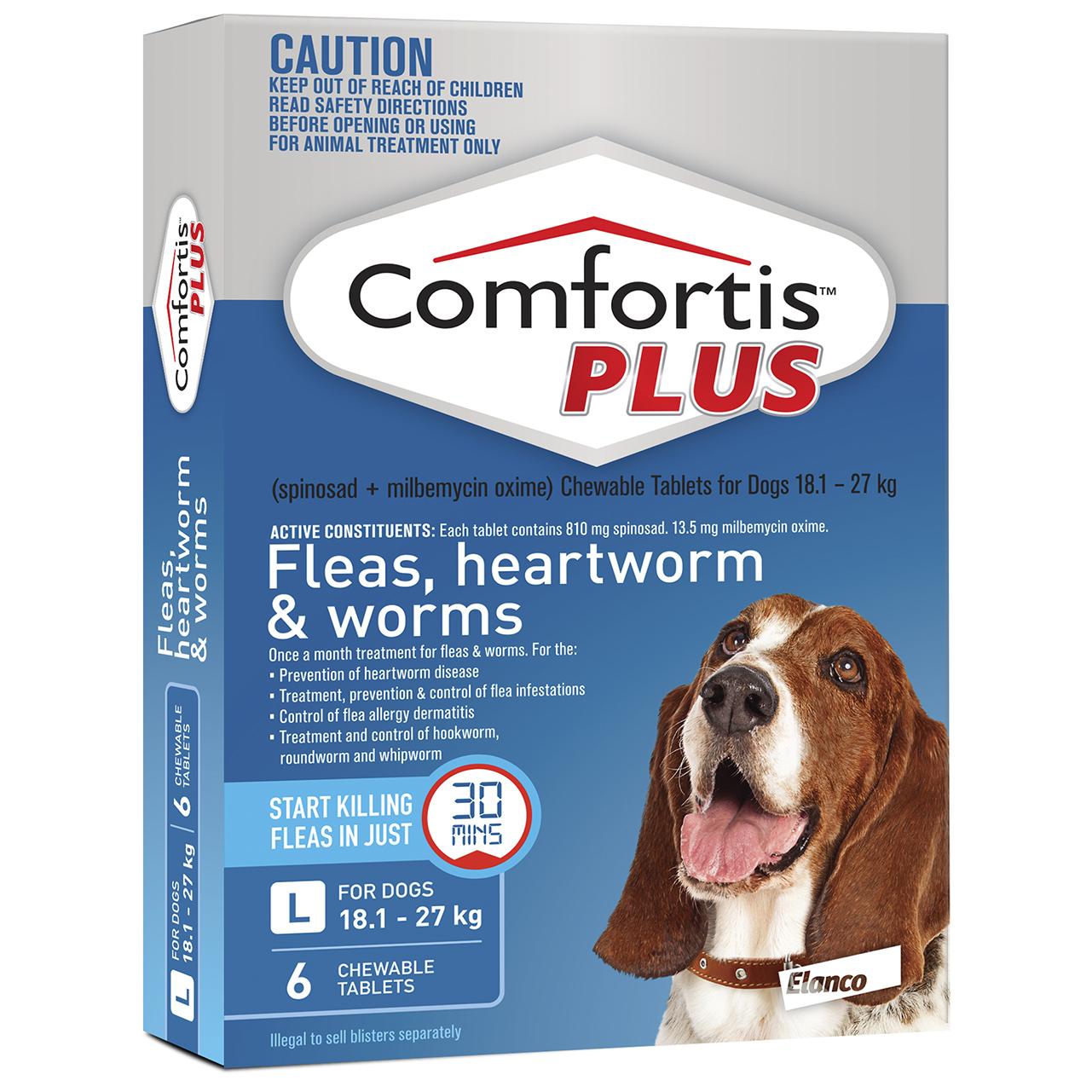 Comfortis Plus Blue Flea & Worming Tablets 18.1-27kg Dog
