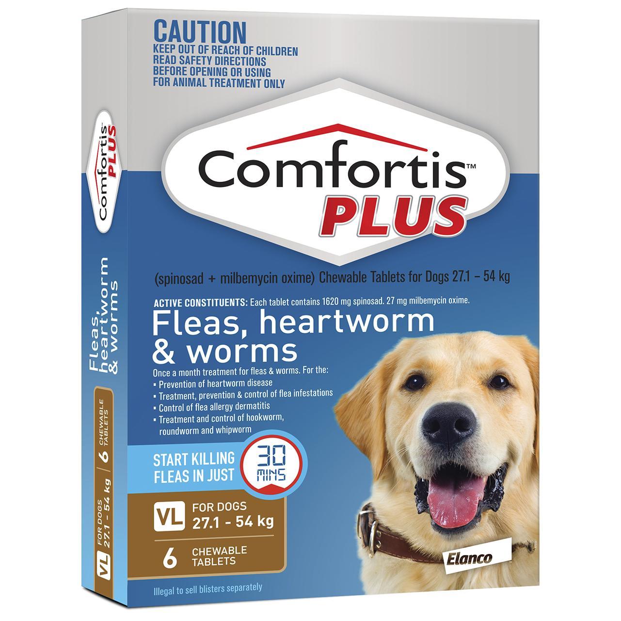 Comfortis Plus Brown Flea & Worming Tablets 27.1-54kg Dog