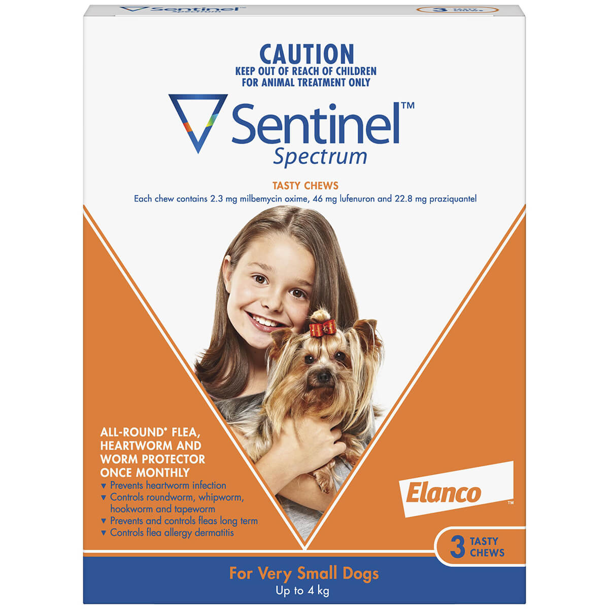 Sentinel Spectrum Tasty Chews Flea & Worming Treatment <4kg Dog
