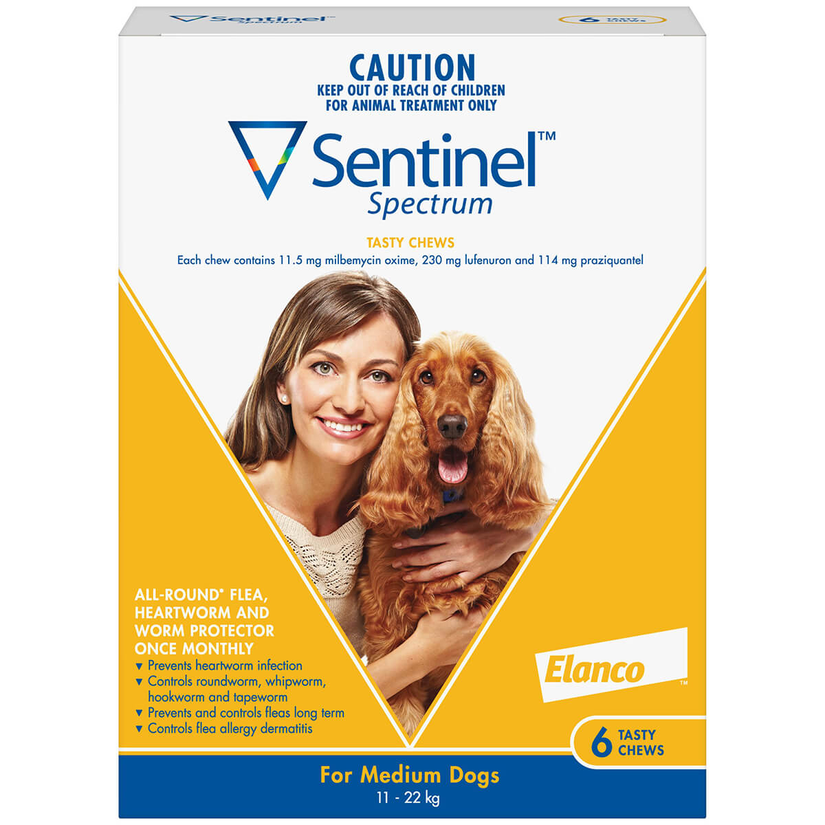 Sentinel Spectrum Tasty Chews Flea & Worming Treatment 11-22kg Dog
