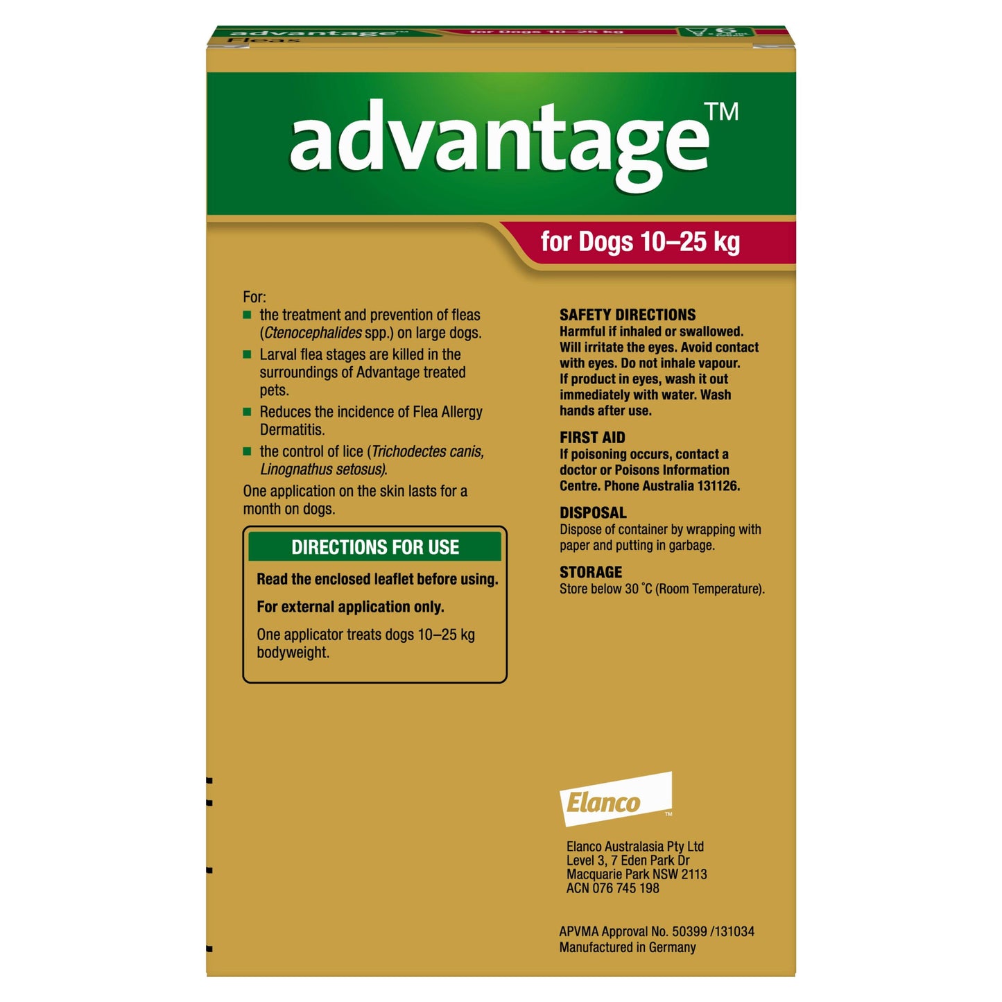 Advantage Flea Treatment 10-25kg Dog