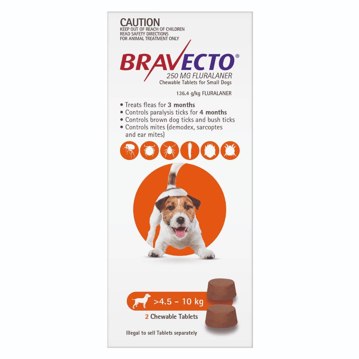 Bravecto Orange Flea & Tick Chew Treatment 4.5-10Kg Dog
