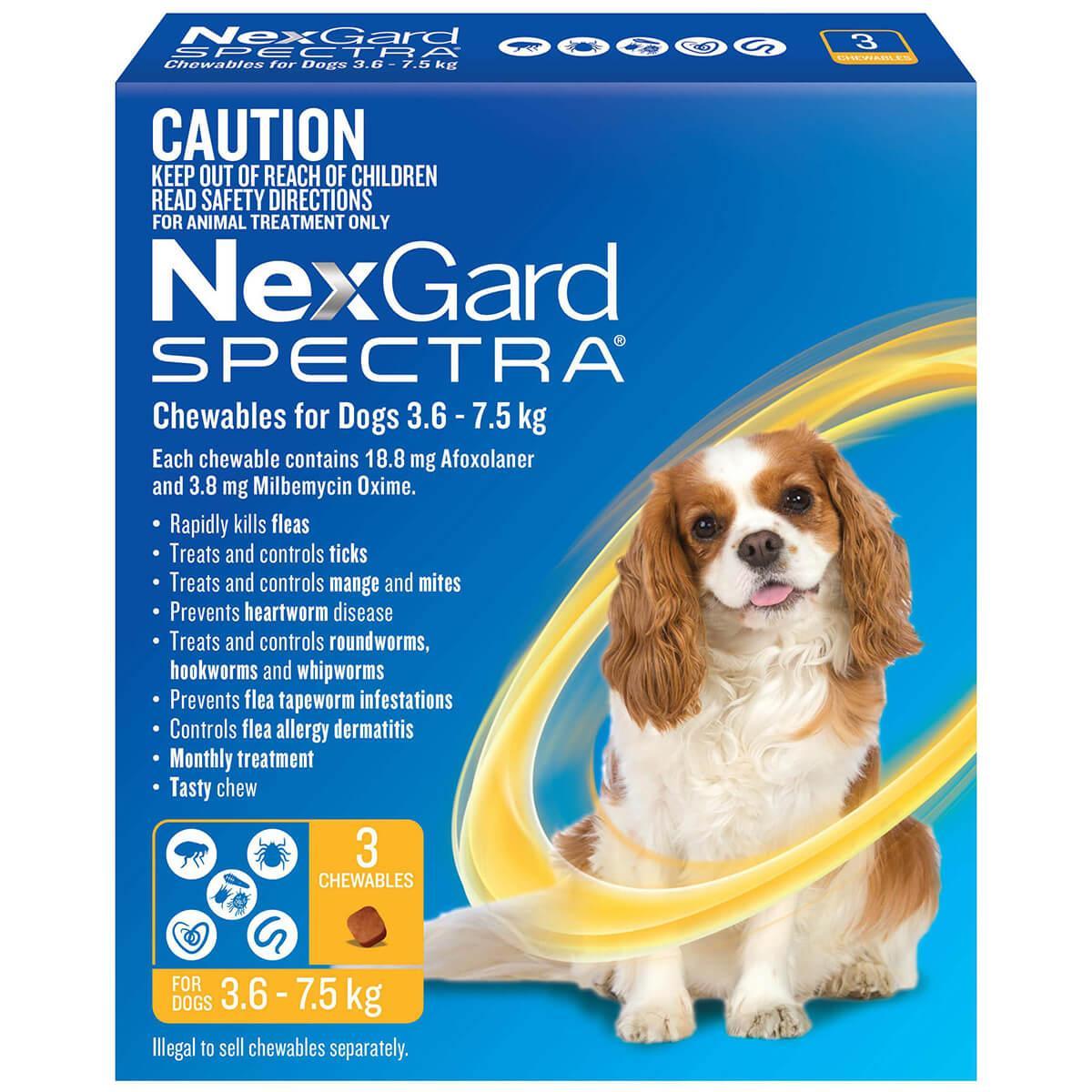 NexGard Spectra chews for dogs  3.6-7.5kg