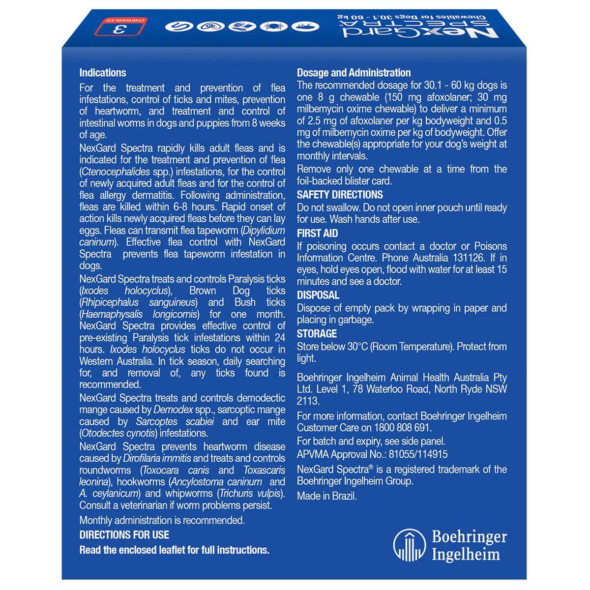 NexGard Spectra chews for dogs  30.1-60kg