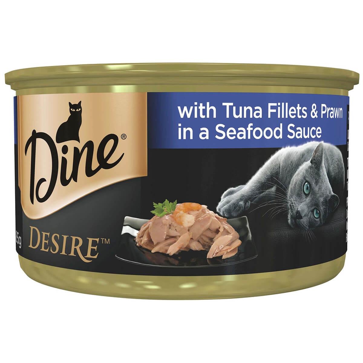 Dine Desire Tuna Fillets & Whole Prawns In A Seafood Sauce Wet Cat Food
