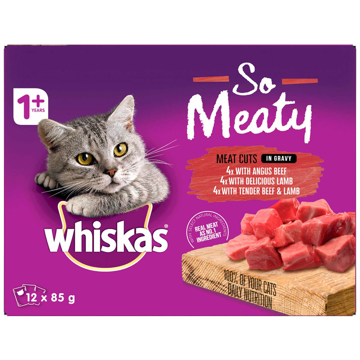 Whiskas Adult So Meaty Meat Cuts Gravy Wet Cat Food