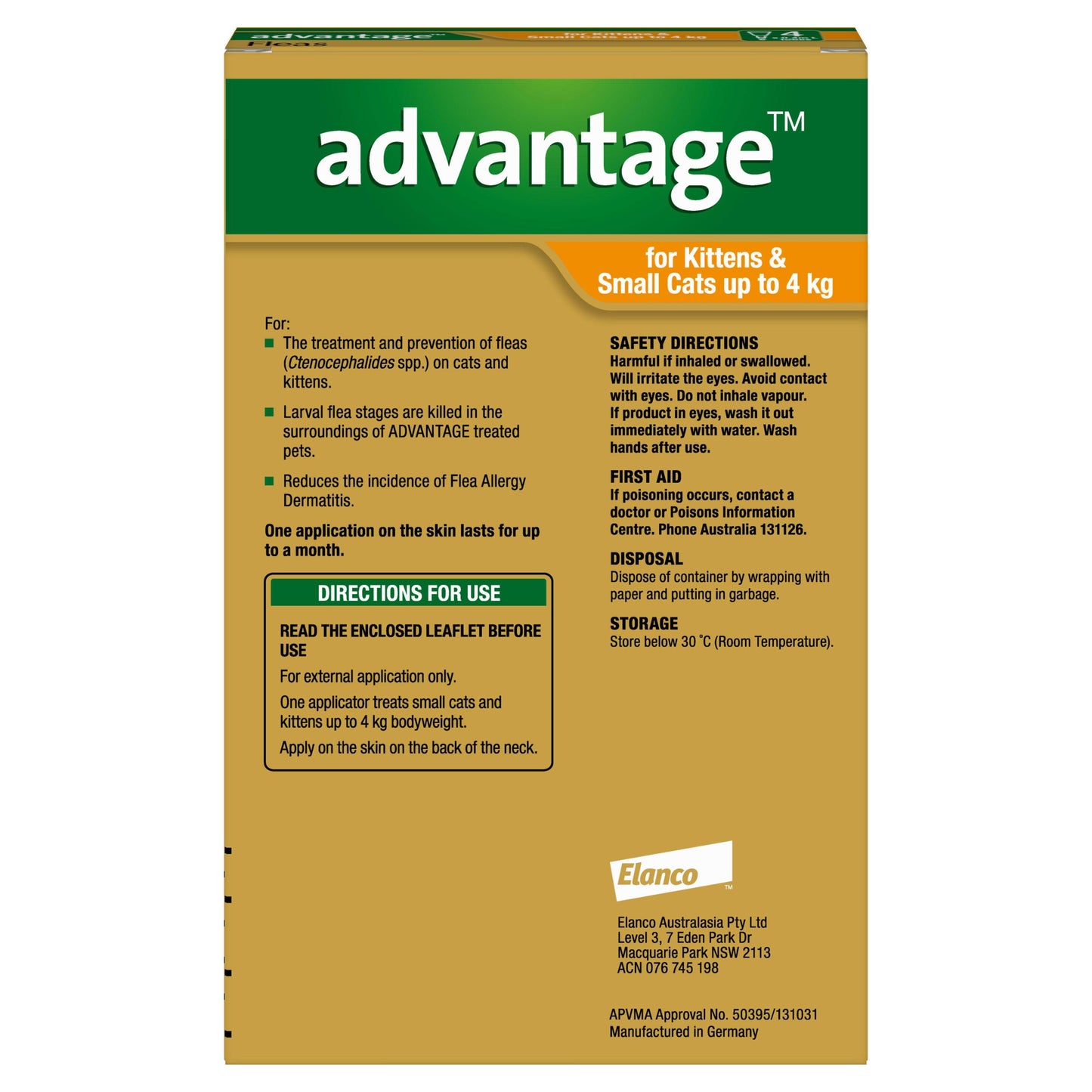 Advantage Flea Treatment <4kg Cat