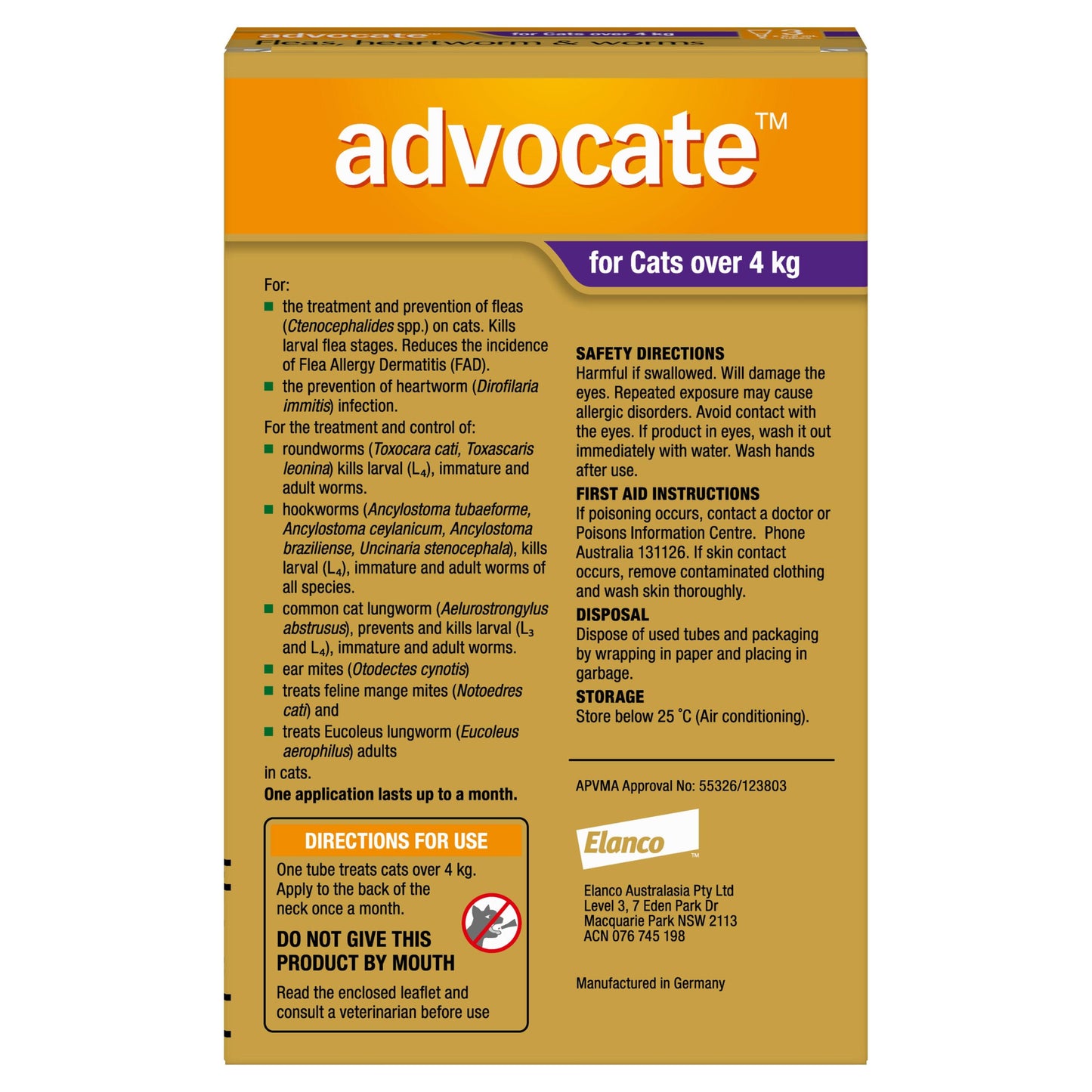 Advocate Spot-On Flea & Worm Treatment >4kg Cat
