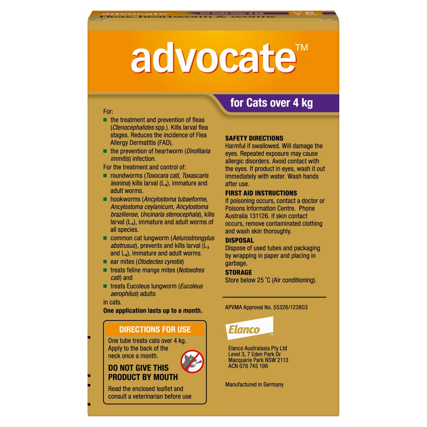 Advocate Spot-On Flea & Worm Treatment >4kg Cat