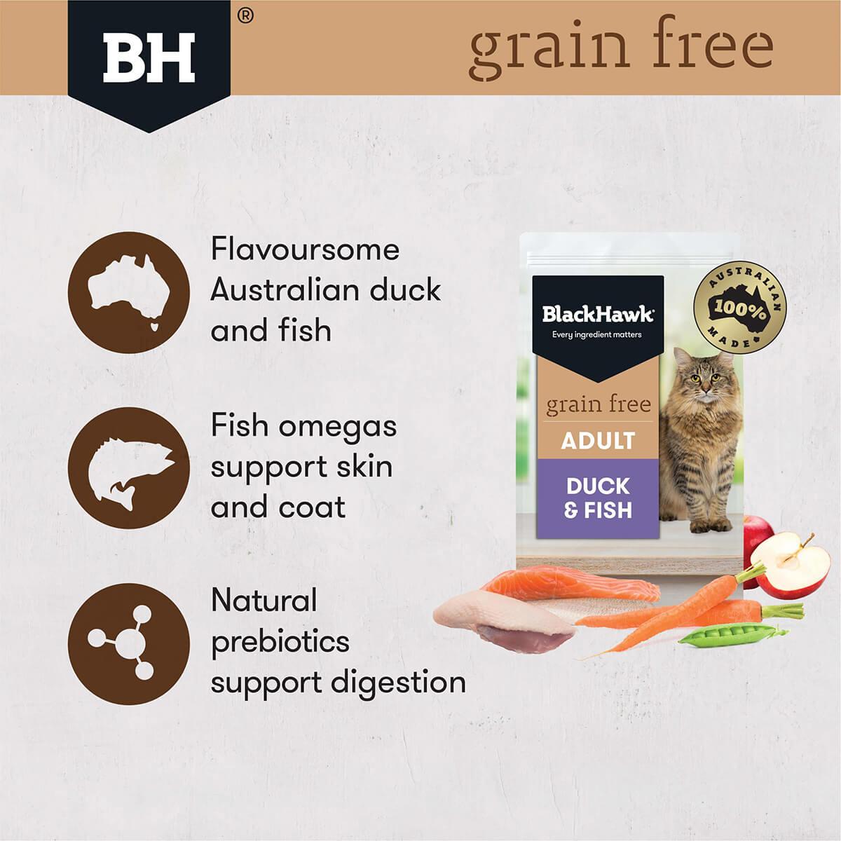 Black Hawk Grain Free Adult Duck & Fish Dry Cat Food