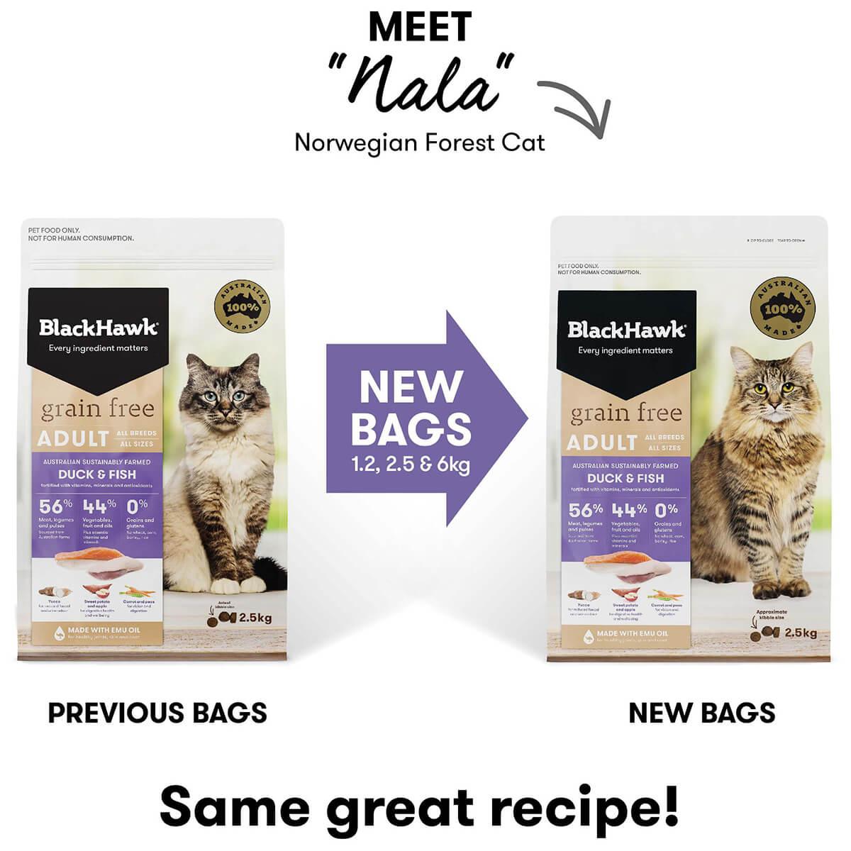 Black Hawk Grain Free Adult Duck & Fish Dry Cat Food