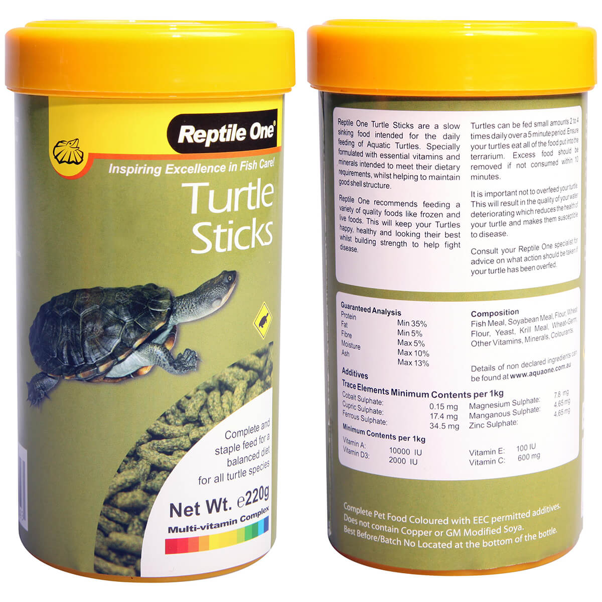 Reptile One Turtle Sticks Slow Sinking Turtle Food 220g