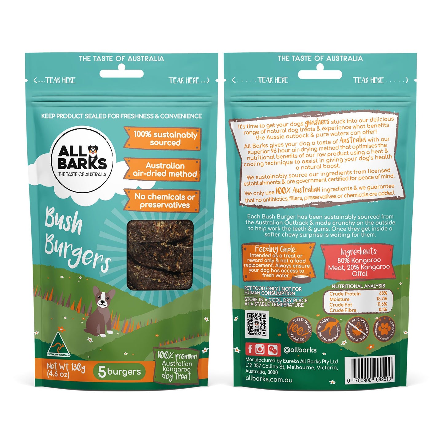 All Barks Kangaroo Bush Burger Dog Treats