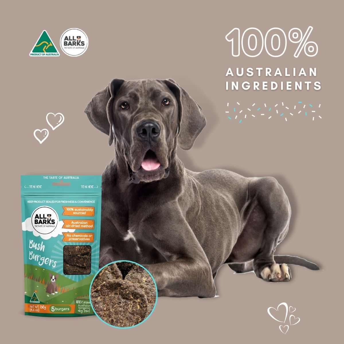All Barks Kangaroo Bush Burger Dog Treats