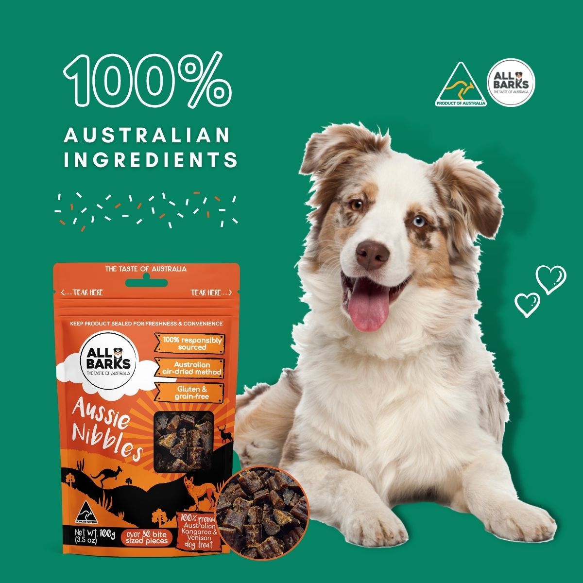 All Barks Venison & Kangaroo Aussie Nibbles Dog Treats
