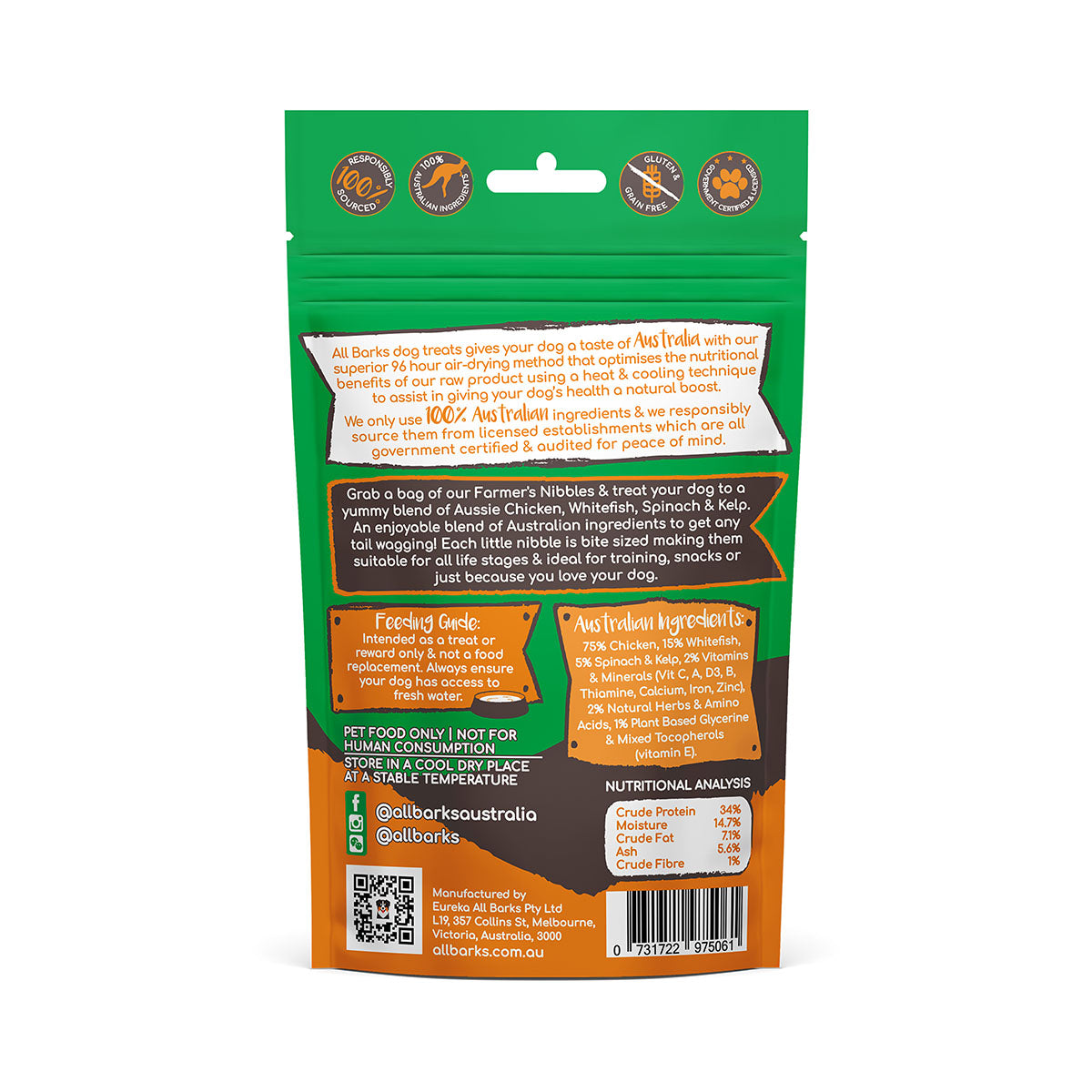 All Barks Farmer's Nibbles Chicken & Fish Dog Treats