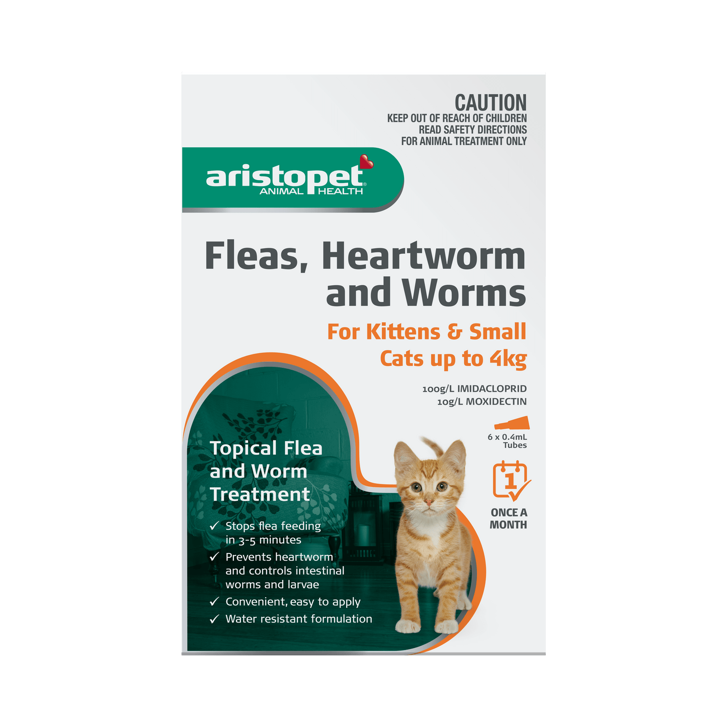 Aristopet Animal Health Fleas, Heartworm & Worms For Kittens & Small Cats <4Kg