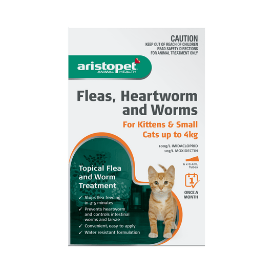 Aristopet Animal Health Fleas, Heartworm & Worms For Kittens & Small Cats <4Kg