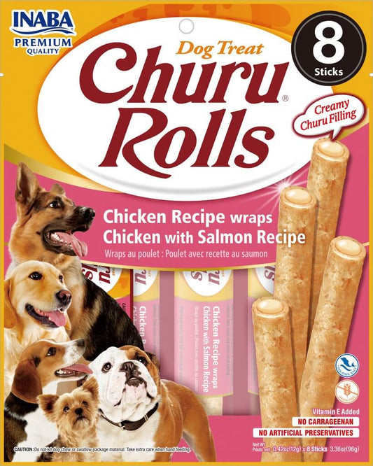 Inaba Churu Rolls Chicken Wraps With Salmon Recipe Dog Treats