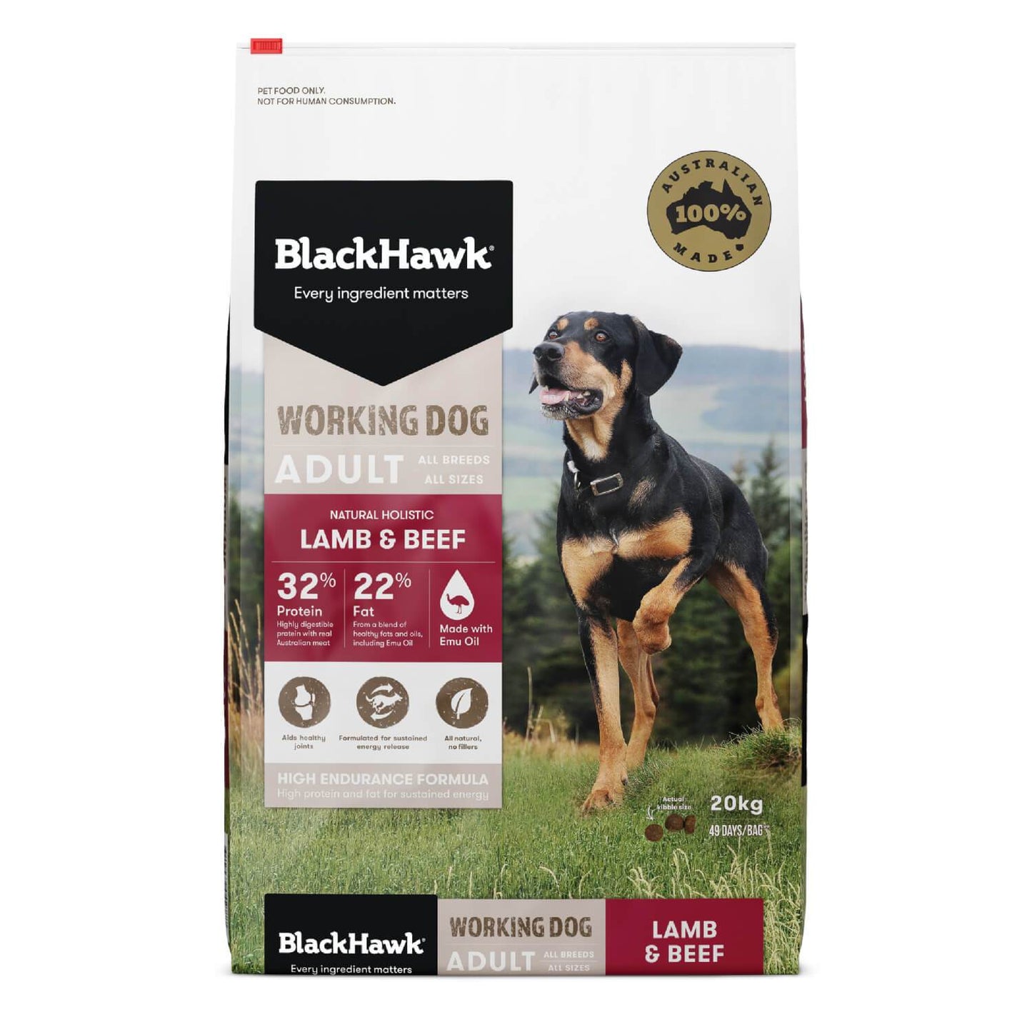 Black Hawk Working Dog Adult Lamb & Beef Dry Dog Food