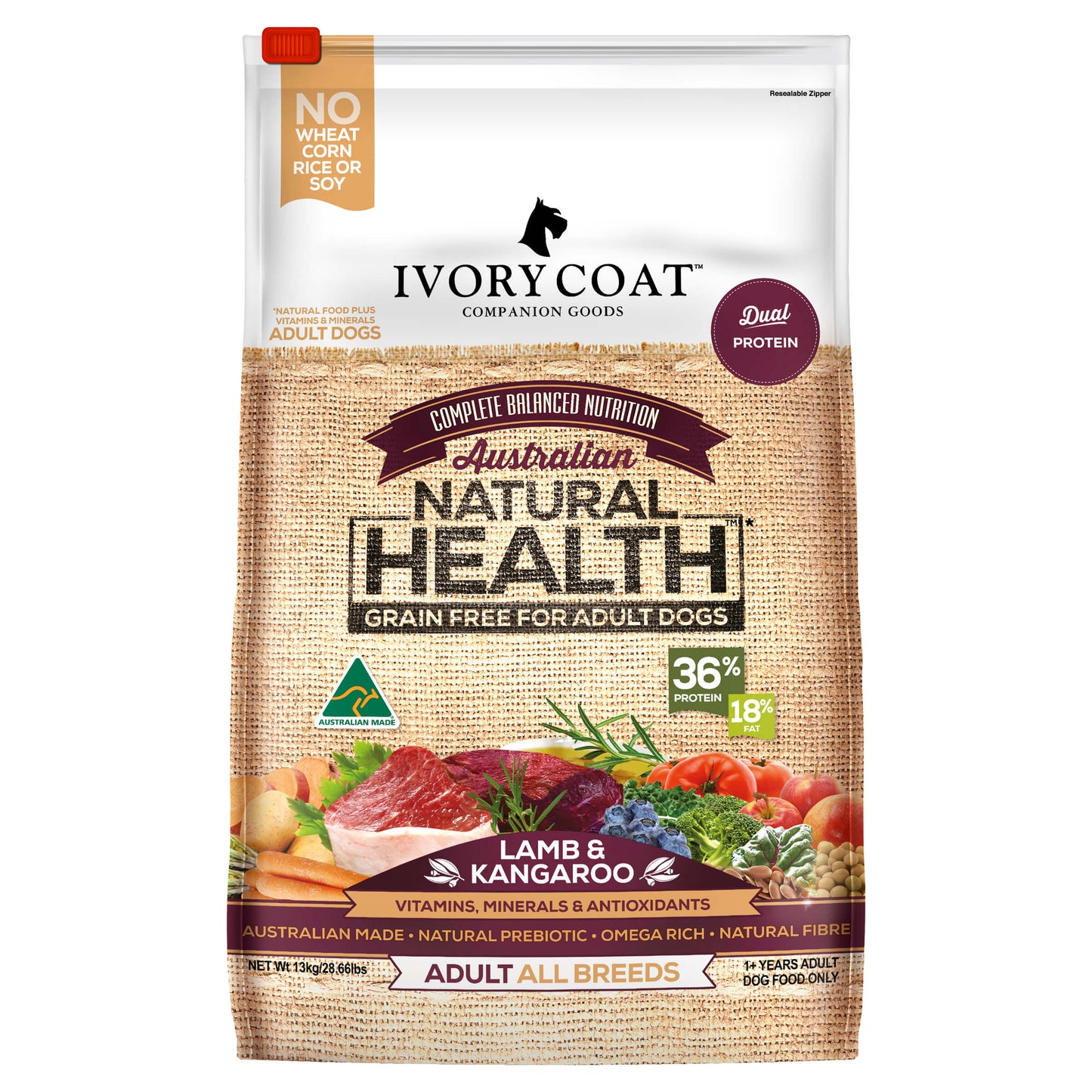 Ivory Coat Grain Free Adult Lamb & Kangaroo Dry Dog Food
