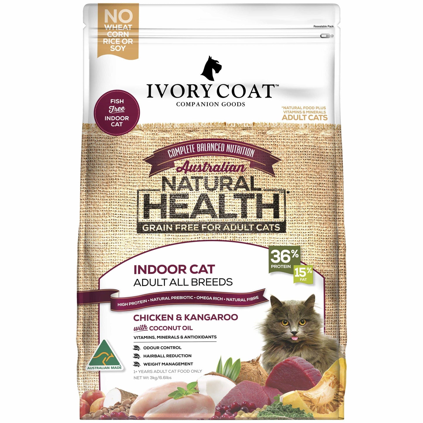 Ivory Coat Grain Free Adult Chicken & Kangaroo with Coconut Oil Dry Cat Food (100000001920) [default_color]